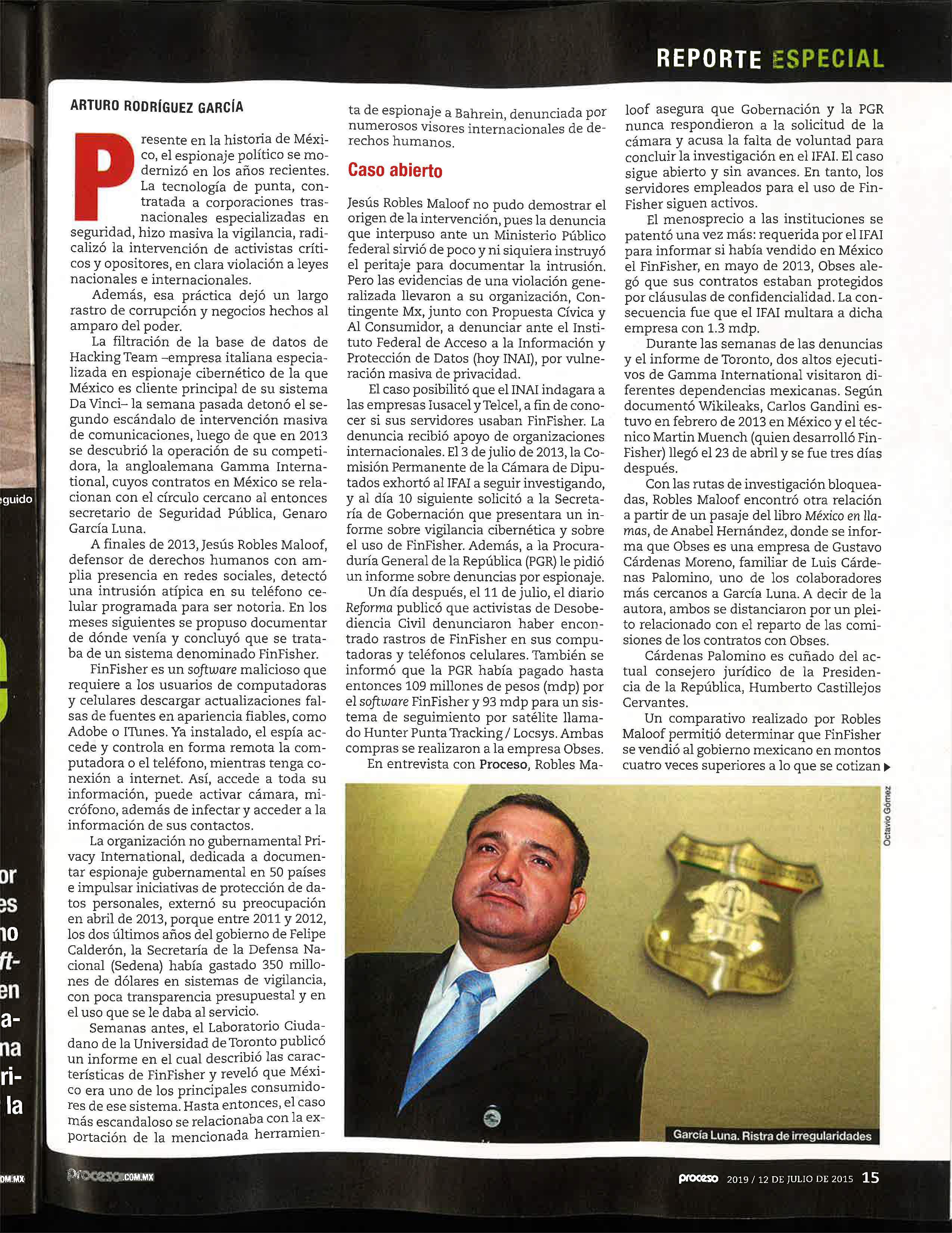 Revista Proceso, Espionaje p15